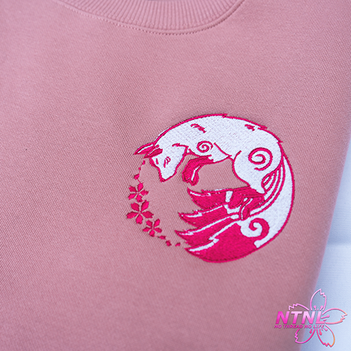 Sakura Kitsune Embroidered Crewneck Sweater